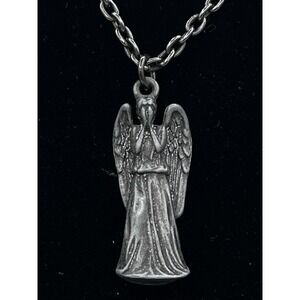 NEW BBC TV DOCTOR DR. WHO GREY WEEPING ANGEL ANGELIC 1" PENDANT‎ NECKLACE 19" L